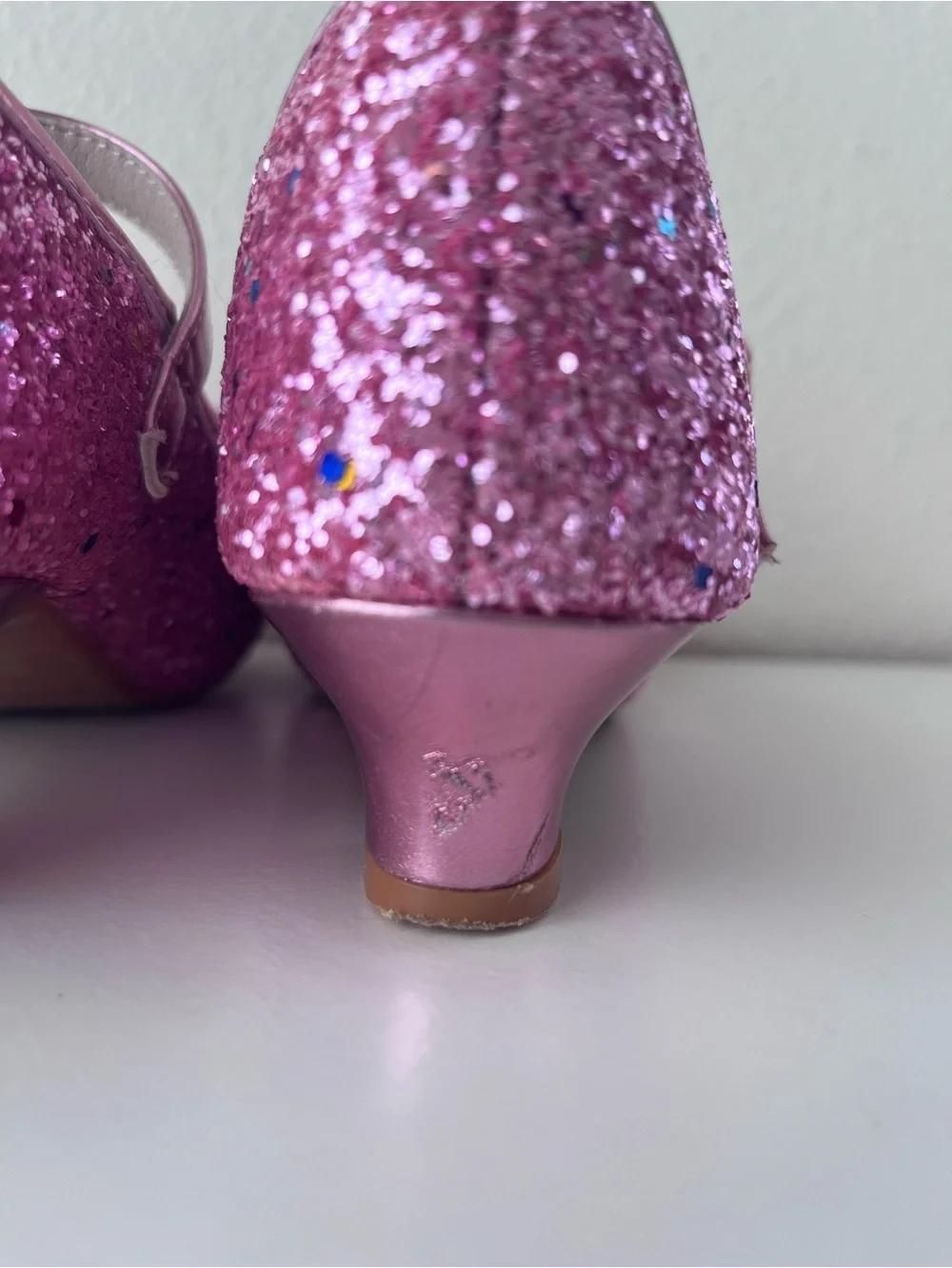 Pink Glitter Bow Mini Heel Dress Up Shoes
